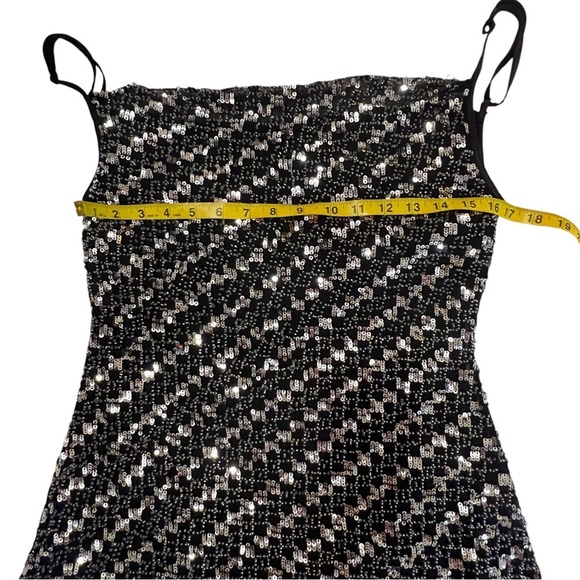 X by NBD Angel Mini Dress Black Silver Sequin Embellishment dropped back small - Picture 12 of 16